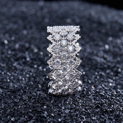 Bague ouverte en pierre à plusieurs rangées de dentelle 5705