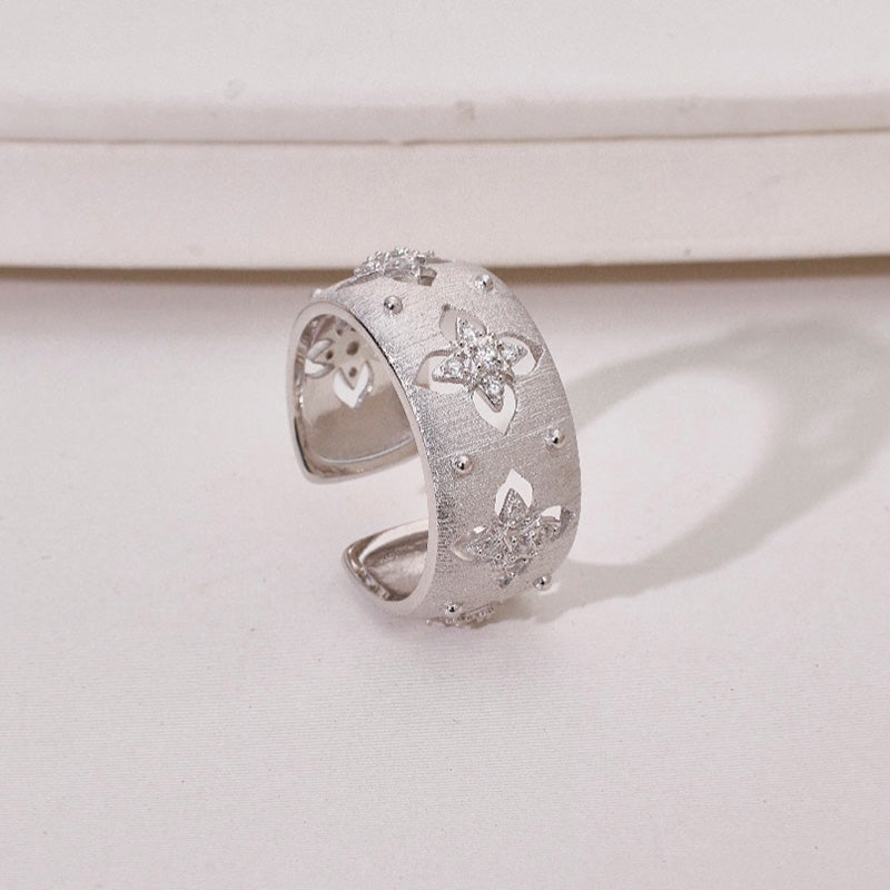 Bague florale trèfles soyeux CZ 5719