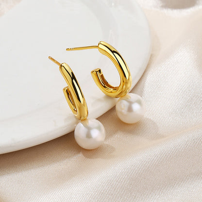 Boucles d'oreilles créoles perles d'eau douce PE1004