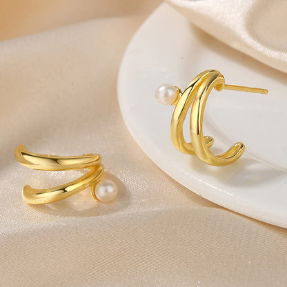 Boucles d'oreilles créoles en perles d'eau douce PE1028