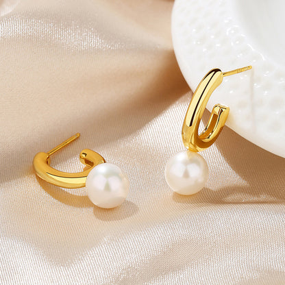 Boucles d'oreilles créoles perles d'eau douce PE1004