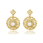 Boucles d'oreilles lustre en perles d'eau douce florales PE1002