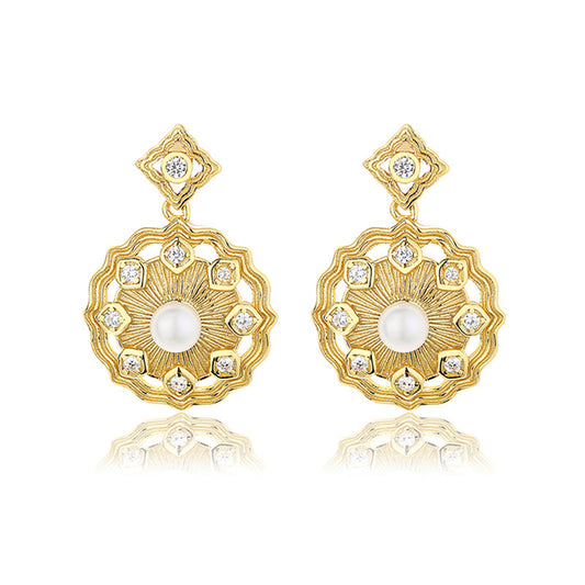 Boucles d'oreilles lustre en perles d'eau douce florales PE1002
