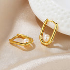 Boucles d'oreilles créoles en U avec perles d'eau douce PE1013