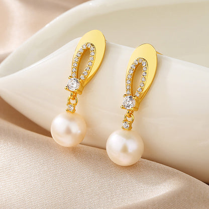 Boucles d'oreilles ovales en perles d'eau douce PE1009
