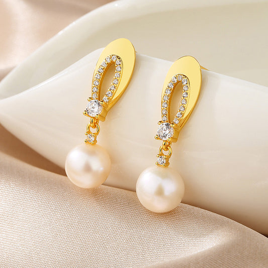 Boucles d'oreilles ovales en perles d'eau douce PE1009