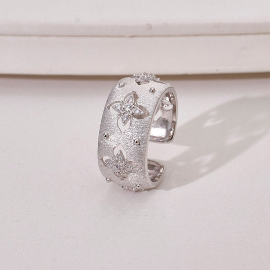 Bague florale trèfles soyeux CZ 5719