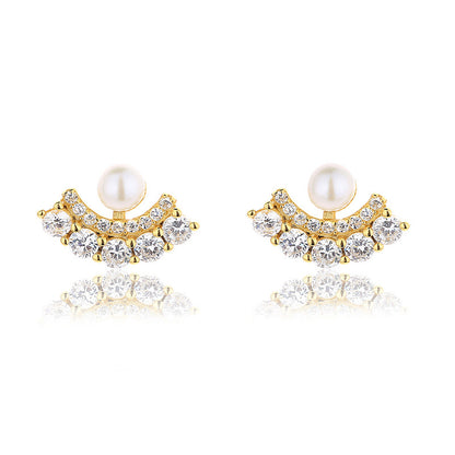 Boucles d'oreilles éventail en perles d'eau douce PE1053