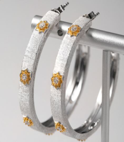 Boucles d'oreilles créoles étoiles en soie 5482