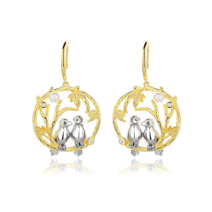 Boucles d'oreilles guirlande de perles d'eau douce PE1049