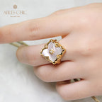 Bague agate trèfle ajourée 5037