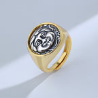 Bague épaisse avec pièce de monnaie grecque Medusa R1076
