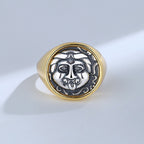 Bague épaisse avec pièce de monnaie grecque Medusa R1076
