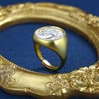Bague épaisse avec pièce de monnaie grecque Medusa R1076